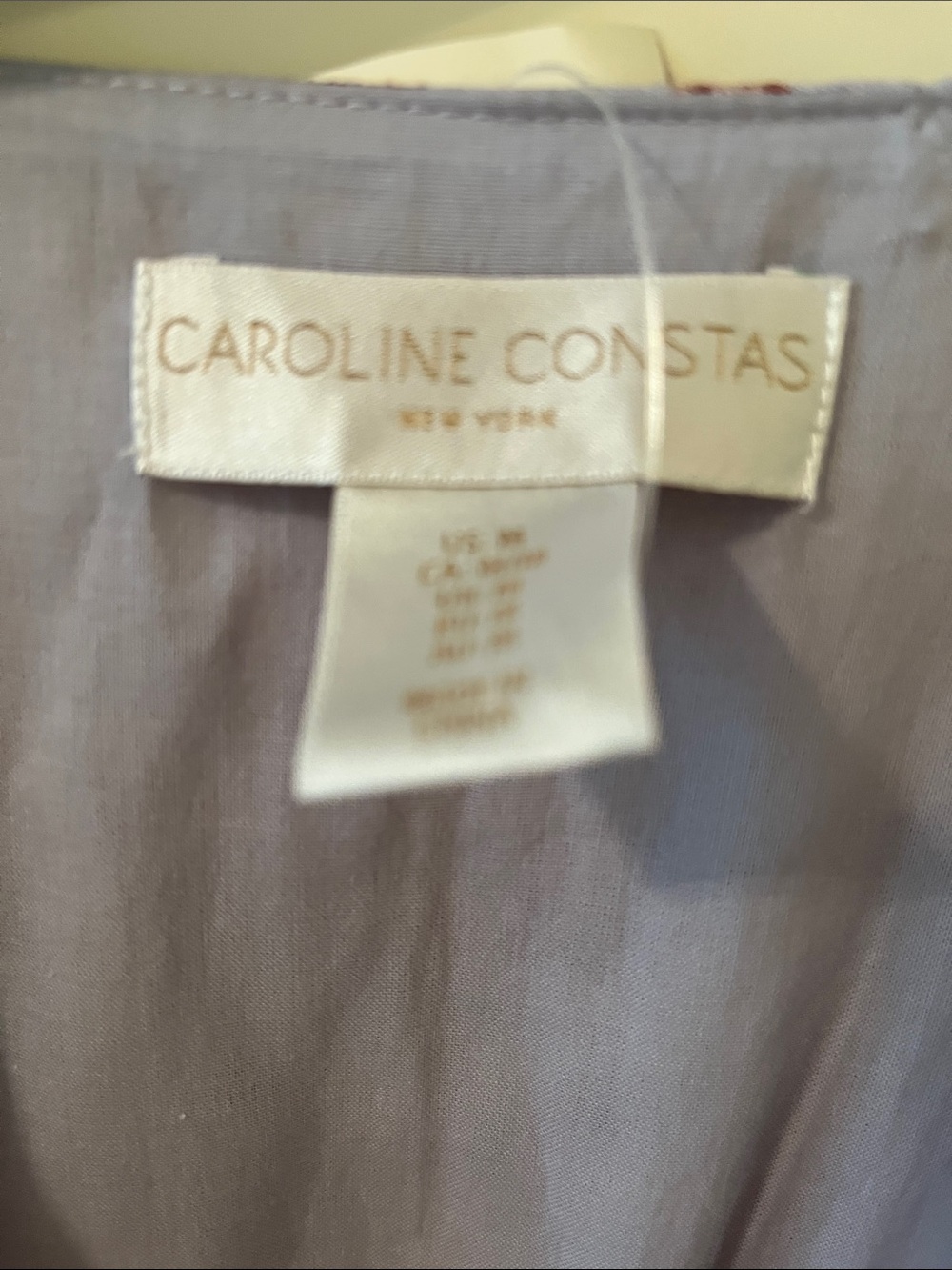 Caroline Constas linen blend dress , lilac color, brown flowers, lining.NWT. 12 - Picture 4 of 10